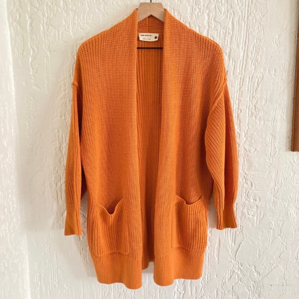 Back Beat Co Orange Open-Front Cardigan Sweater Size XS Small